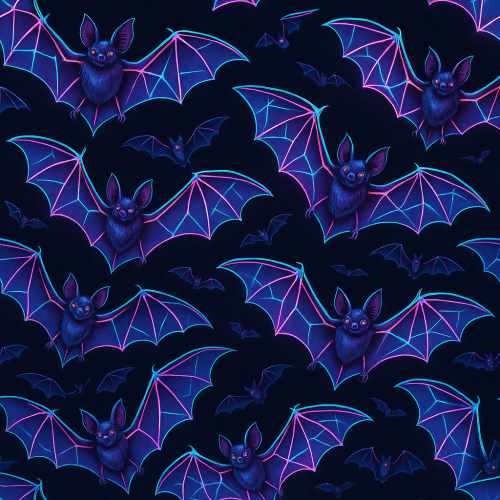 Animal and Wildlife - Cyberpunk Bats With Glowing Wing Geometry - Pattern - Digital File Digital My Custom Designs PDF