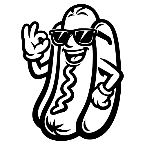 Hot Dog Wearing Sunglasses - Digital File - XCS Friendly