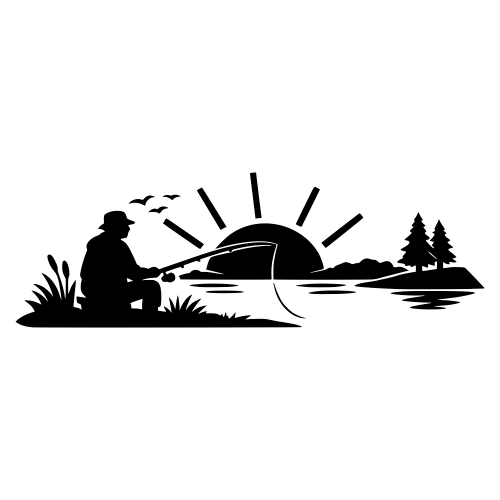 Fisherman at Sunrise by the Lake - Vector Graphics - Digital File Digital My Custom Designs PDF