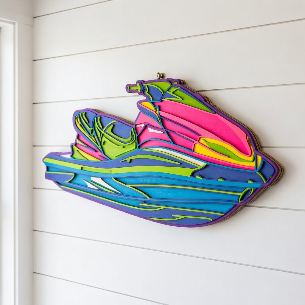 Jet Ski - Layered Line Design - Digital File Digital My Custom Designs