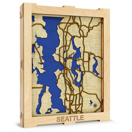 Seattle Washington - Layered Map Box - Digital File Digital My Custom Designs SVG