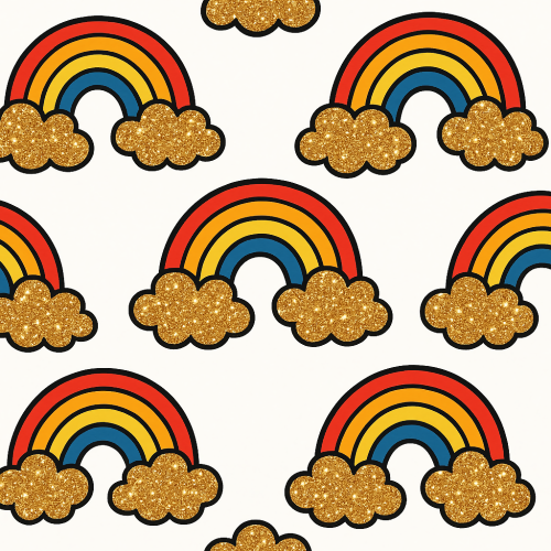 Kids and Playful - Cartoon Rainbows with Glitter Clouds - Pattern - Digital File Digital My Custom Designs PDF