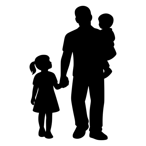 Father with Children Silhouette - Vector Graphics - Digital File Digital My Custom Designs PDF