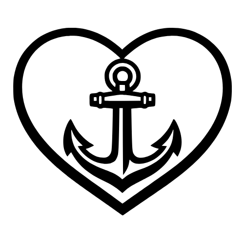 Anchor Inside Heart Outline - Vector Graphics - Digital File Digital My Custom Designs PDF