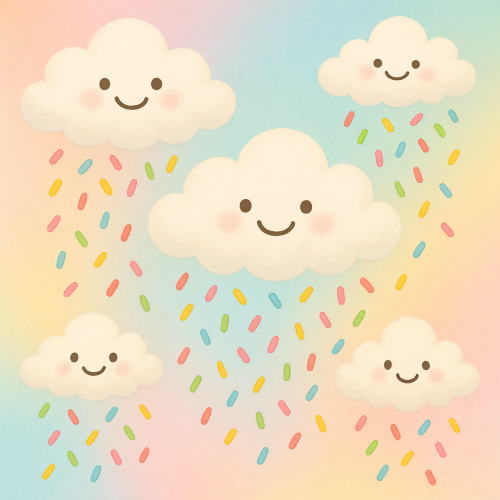 Kids and Playful - Smiling Clouds Raining Candy Sprinkles On Pastel Background - Pattern - Digital File Digital My Custom Designs PDF