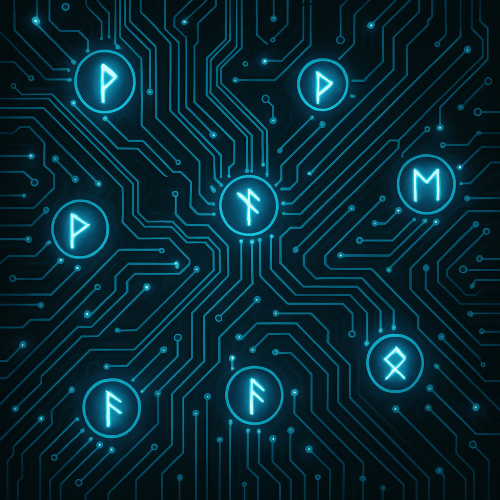 Fantasy and Myth - Futuristic Rune Circuits With Glowing Nodes - Pattern - Digital File Digital My Custom Designs PDF