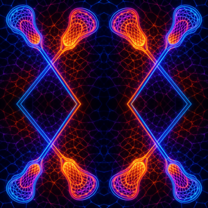 Sports and Active Lifestyle - Electric Lacrosse Sticks And Fractal Nets - Pattern - Digital File