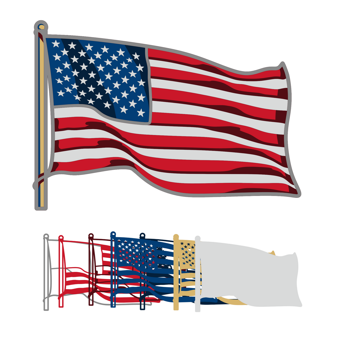 American Flag - Layered Line Design - Digital File Digital My Custom Designs ZIP File