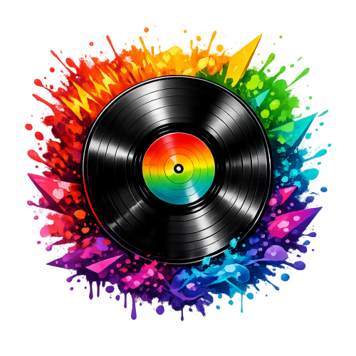 Art & Aesthetics - Vinyl Record with Bold Colors - T Shirt Design - Digital File Digital My Custom Designs 300 DPI PNG