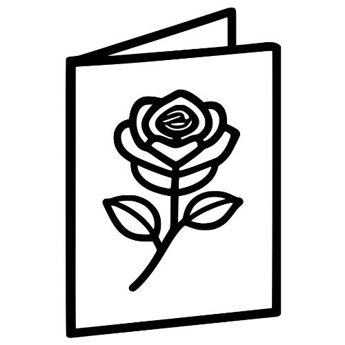Card with Rose Sketch - Digital File - XCS Friendly Digital My Custom Designs PDF