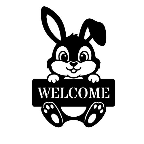 Bunny Holding Sign - Wall Home Decor - Digital File Digital My Custom Designs ZIP File