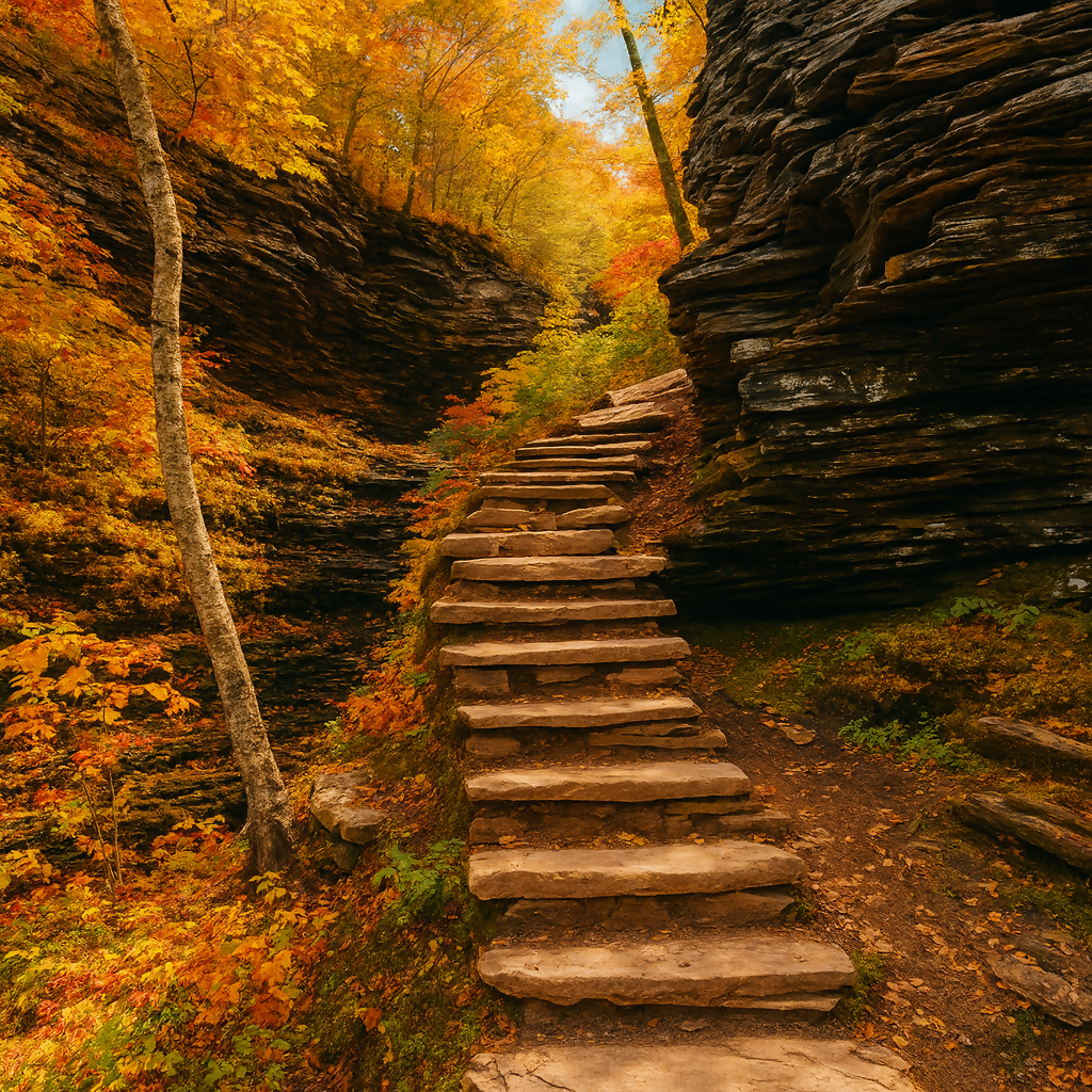 Falls Trail - Ricketts Glen State Park - Pennsylvania United States - Rendered - Digital File