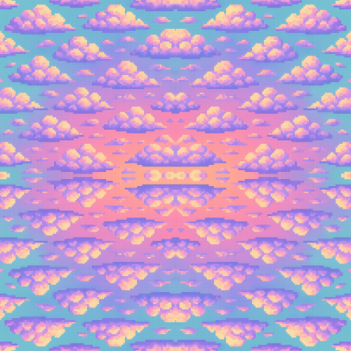 Technology and Digital - Pixel Art Clouds With Shifting Gradient Hues - Pattern - Digital File