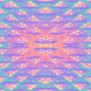 Technology and Digital - Pixel Art Clouds With Shifting Gradient Hues - Pattern - Digital File