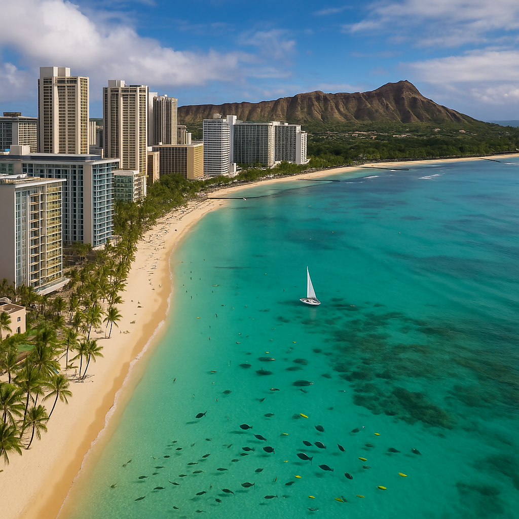 Waikiki Beach (Oahu) - Hawaii United States - Rendered - Digital File Digital My Custom Designs PDF