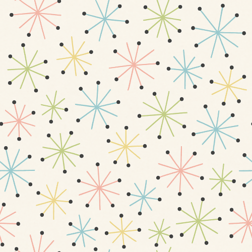 Vintage and Retro - Pastel Mid-Century Atomic Starbursts - Pattern - Digital File