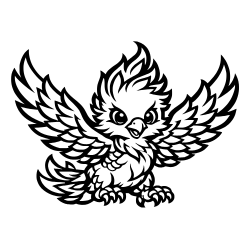 Baby Cartoon Phoenix Outline - Vector Graphics - Digital File Digital My Custom Designs PDF