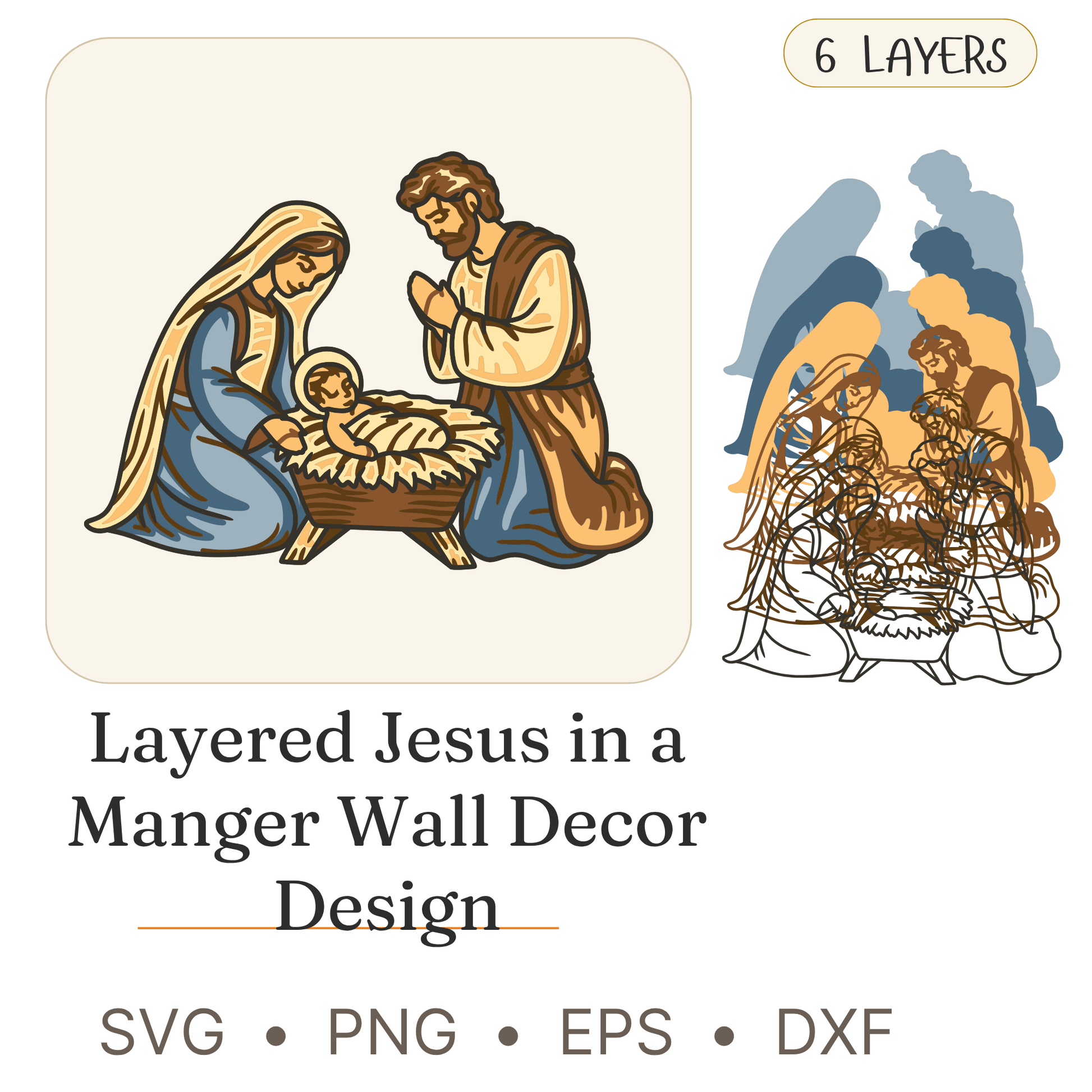 Baby Jesus - Religion - Layered Line Designs - Digital File - ZIP File - Digital