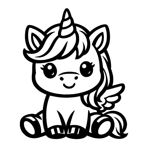 Baby Unicorn Outline - Vector Graphics - Digital File Digital My Custom Designs PDF