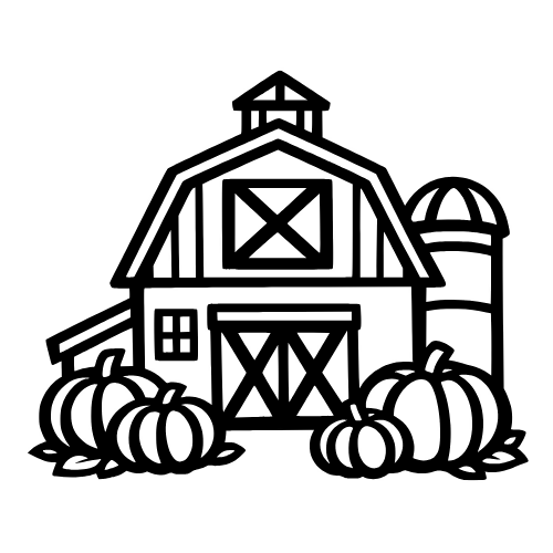 Barn with Pumpkins - Vector Graphics - Digital File Digital My Custom Designs PDF