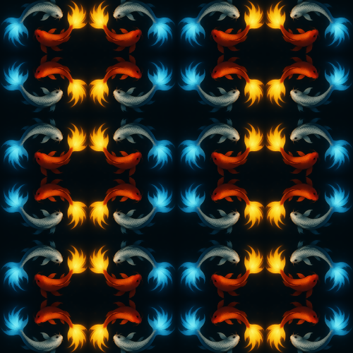 Animal and Wildlife - Infinity Loop Koi Fish With Glowing Tails - Pattern - Digital File Digital My Custom Designs PDF