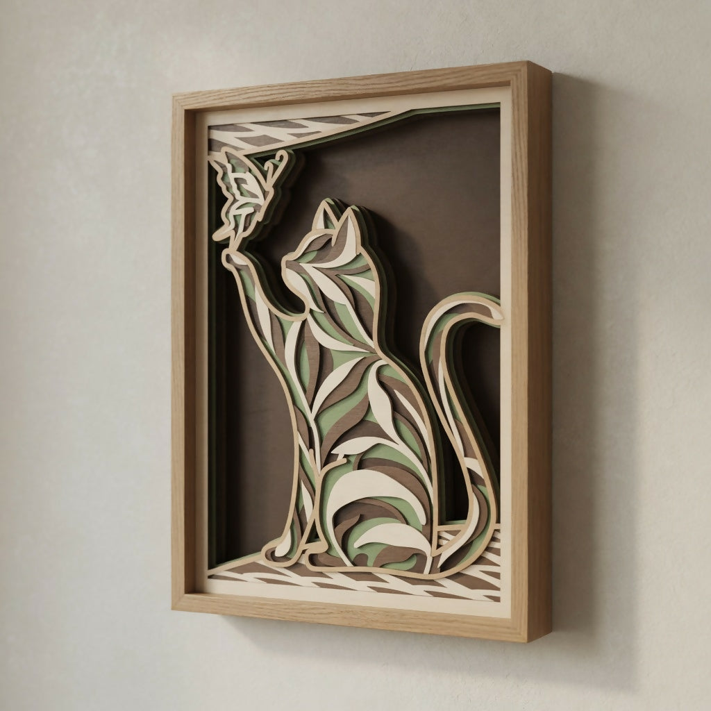 Cat & Butterfly - Layered Line Designs - Pets - Digital File Digital My Custom Designs ZIP File