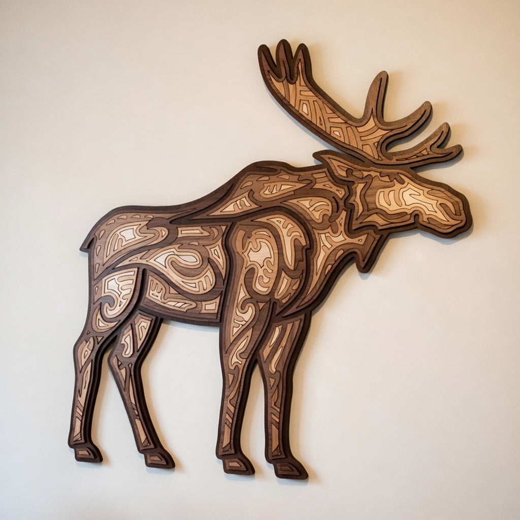 Line Design Moose - Layered Wall Home Decor - Digital File Digital My Custom Designs