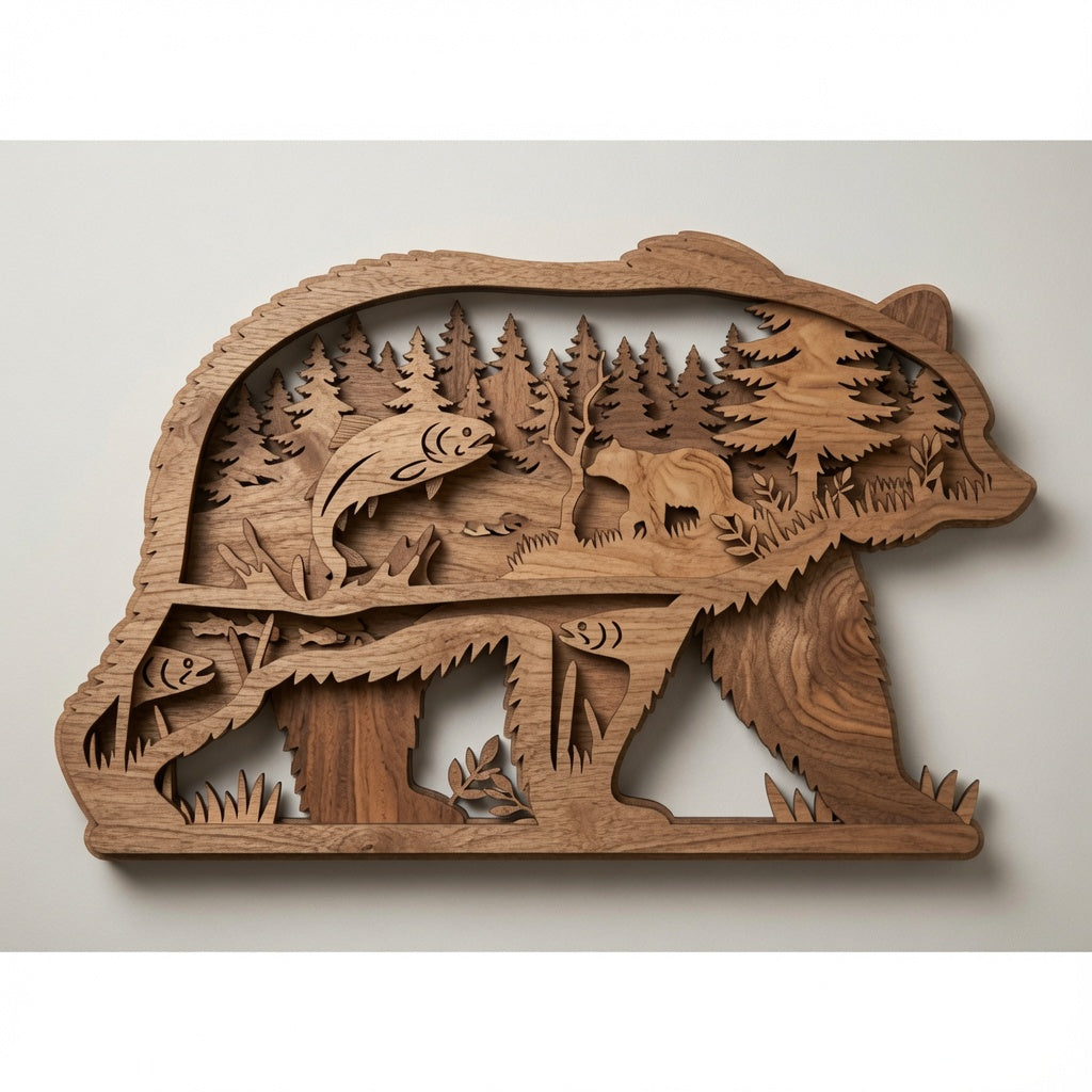 Bear - Wilderness - Layered Nature Design - Digital File - SVG - Digital