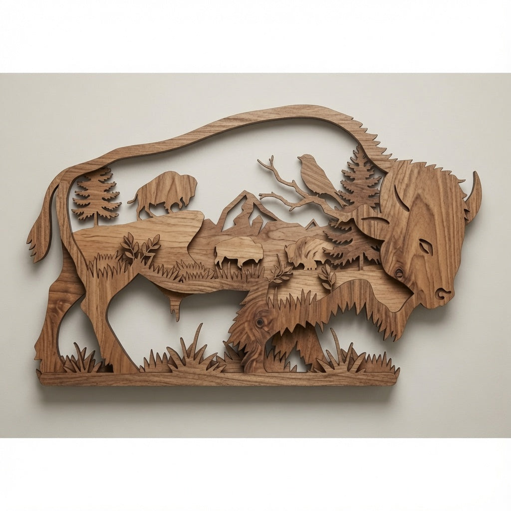 Bison - Wilderness - Layered Nature Design - Digital File - SVG - Digital
