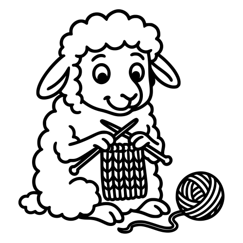 Knitting Sheep Cartoon - Digital File - XCS Friendly Digital My Custom Designs PDF