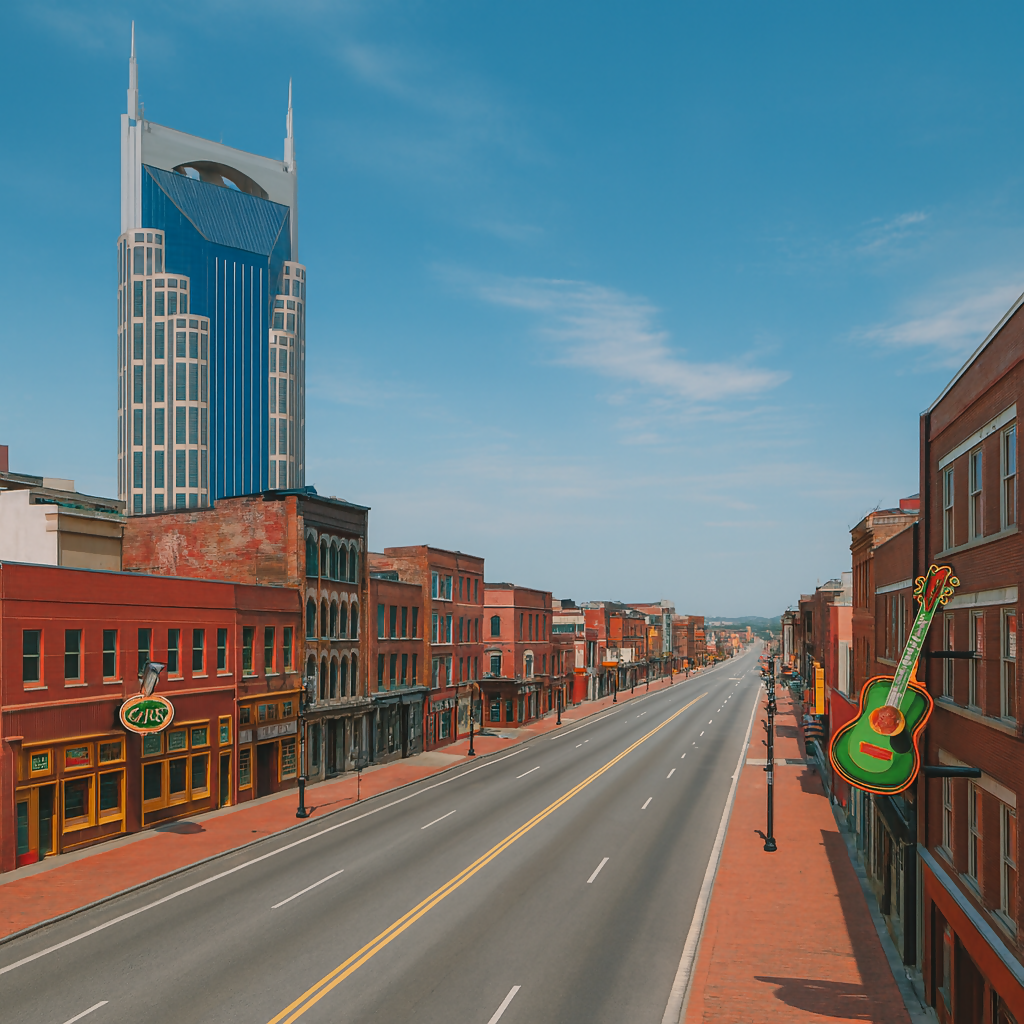 Broadway Street (Nashville) - Tennessee United States - Rendered - Digital File Digital My Custom Designs PDF