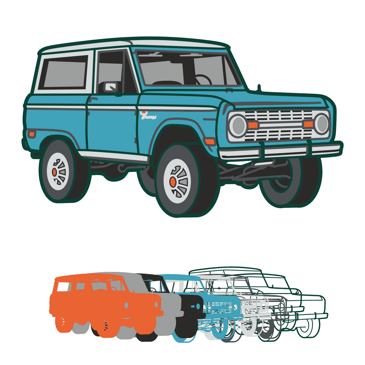 Bronco - Layered Line Design - Digital File Digital My Custom Designs ZIP File