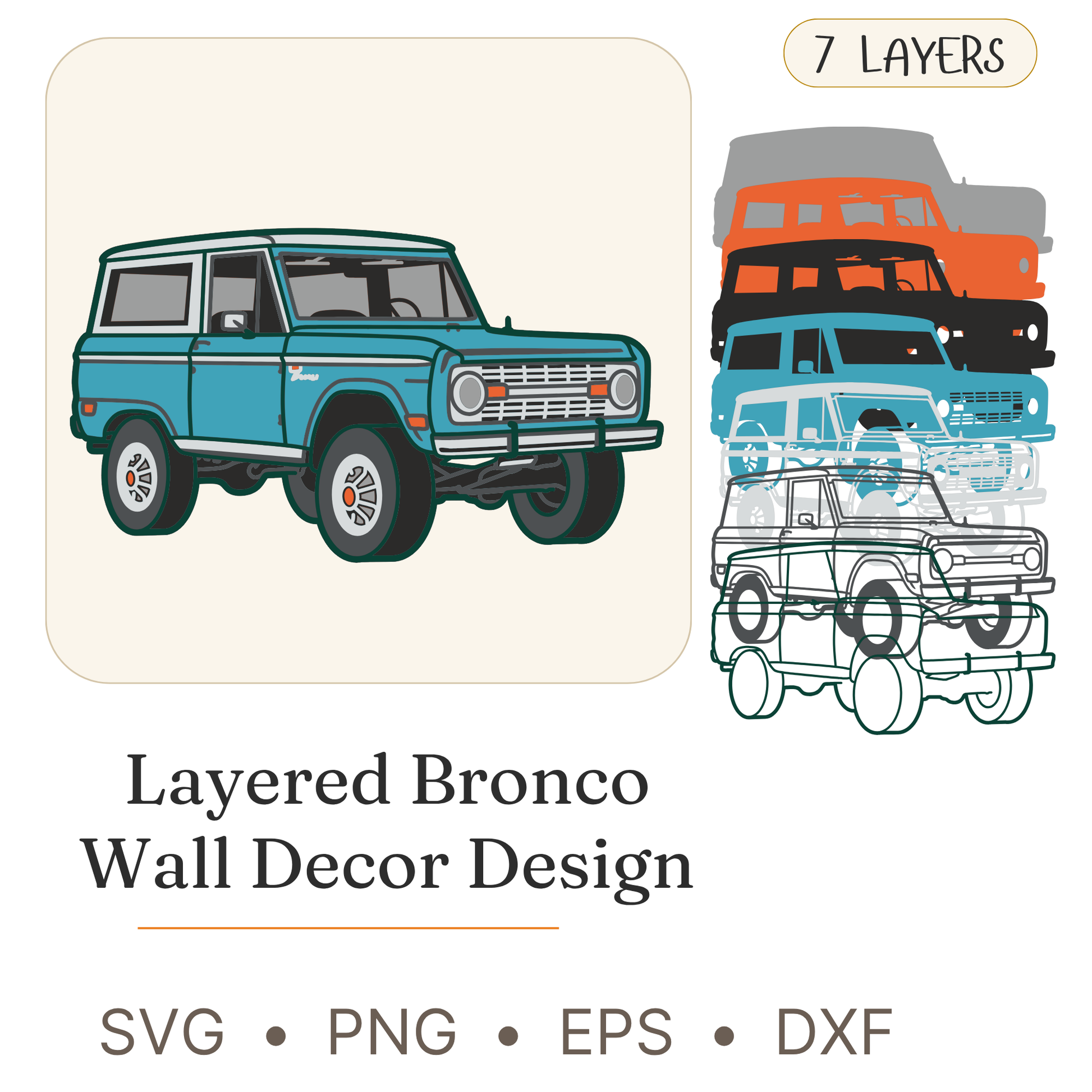 Bronco - Layered Line Design - Digital File - ZIP File - Digital