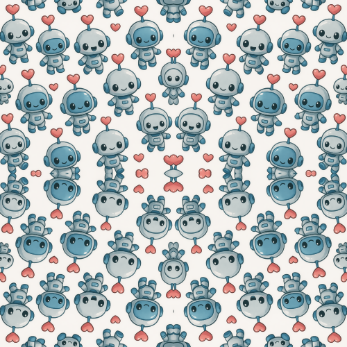 Kids and Playful - Chibi Space Robots With Heart Shaped Antennas - Pattern - Digital File Digital My Custom Designs PDF