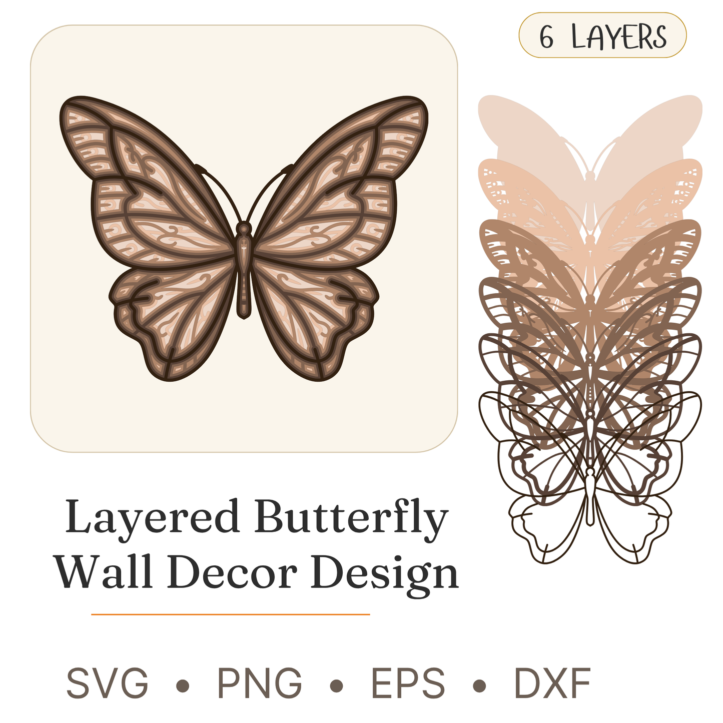 Butterfly - Insects - Layered Line Designs - Digital File - ZIP File - Digital