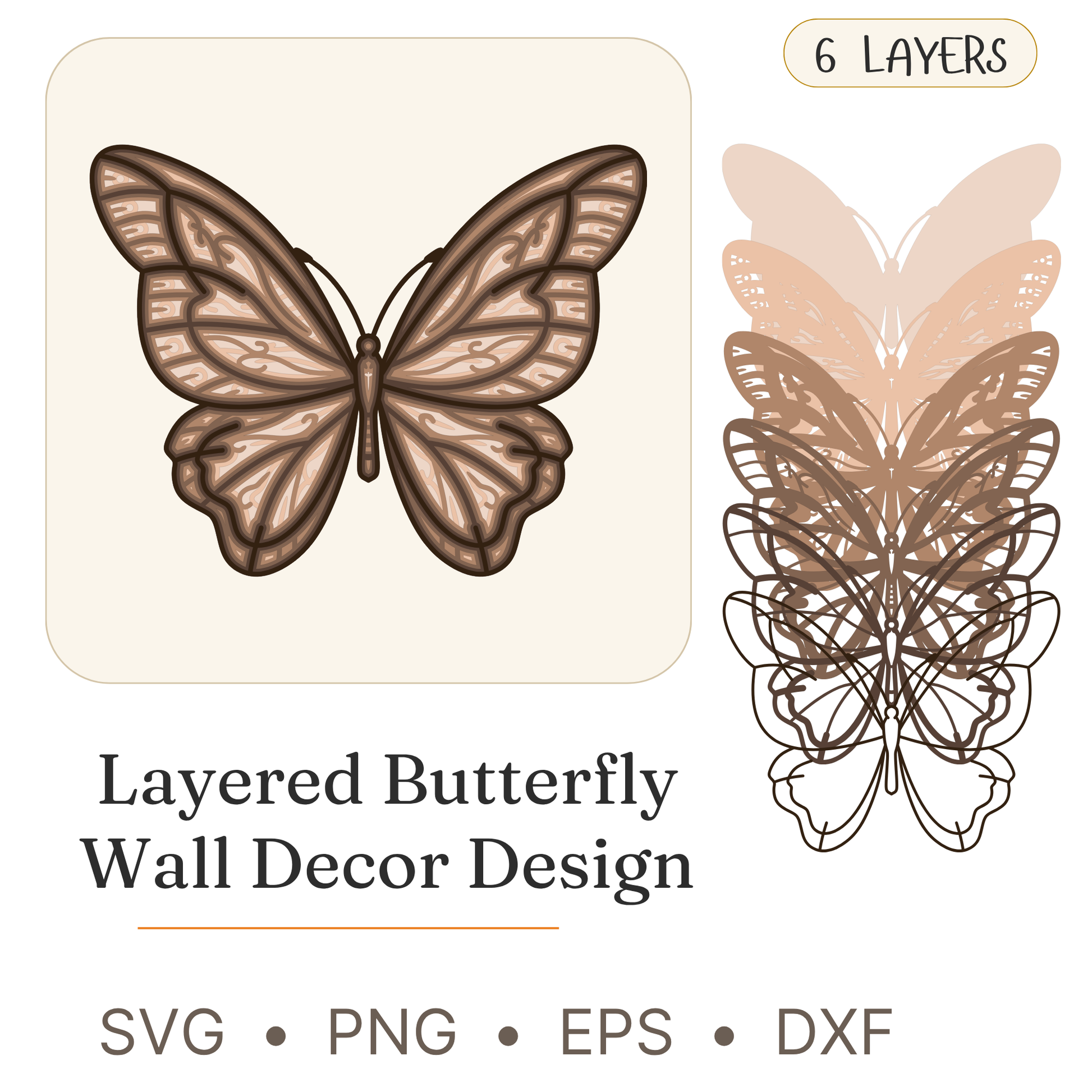 Butterfly - Insects - Layered Line Designs - Digital File - ZIP File - Digital