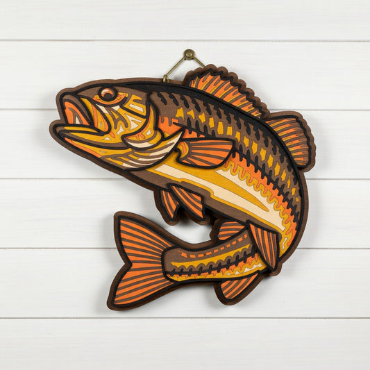 Bass Fish - Animal - Layered Line Design - Digital File Digital My Custom Designs
