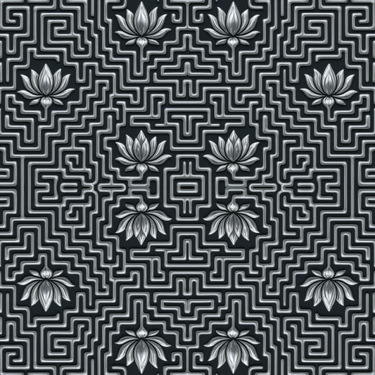 Floral and Botanical - Liquid Metal Lotus Labyrinth - Pattern - Digital File Digital My Custom Designs PDF