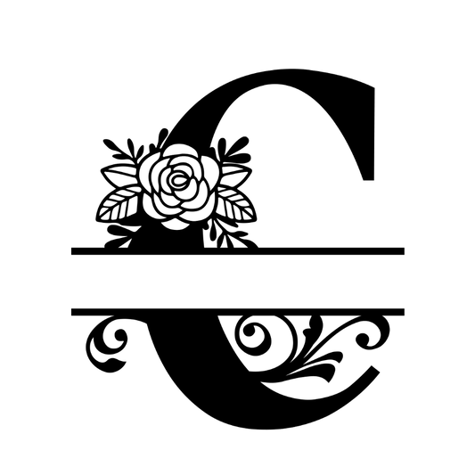 C - Monogram Rose Ornamental - Digital File Digital My Custom Designs ZIP File