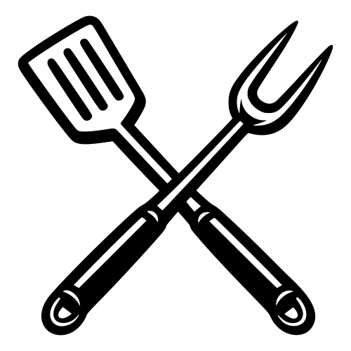 Crossed Barbecue Tools Illustration - Vector Graphics - Digital FIle Digital My Custom Designs PDF