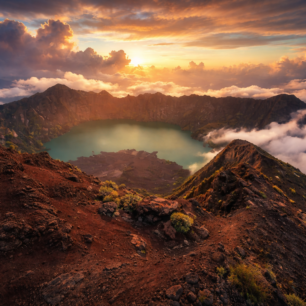 Senaru Crater Rim of Mount Rinjani - Lombok Indonesia - Asia - Rendered - Digital File Digital My Custom Designs PDF