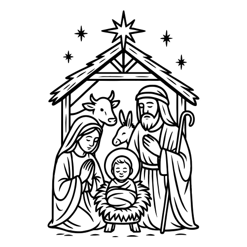 Nativity Scene Sketch - Digital File - XCS Friendly Digital My Custom Designs PDF