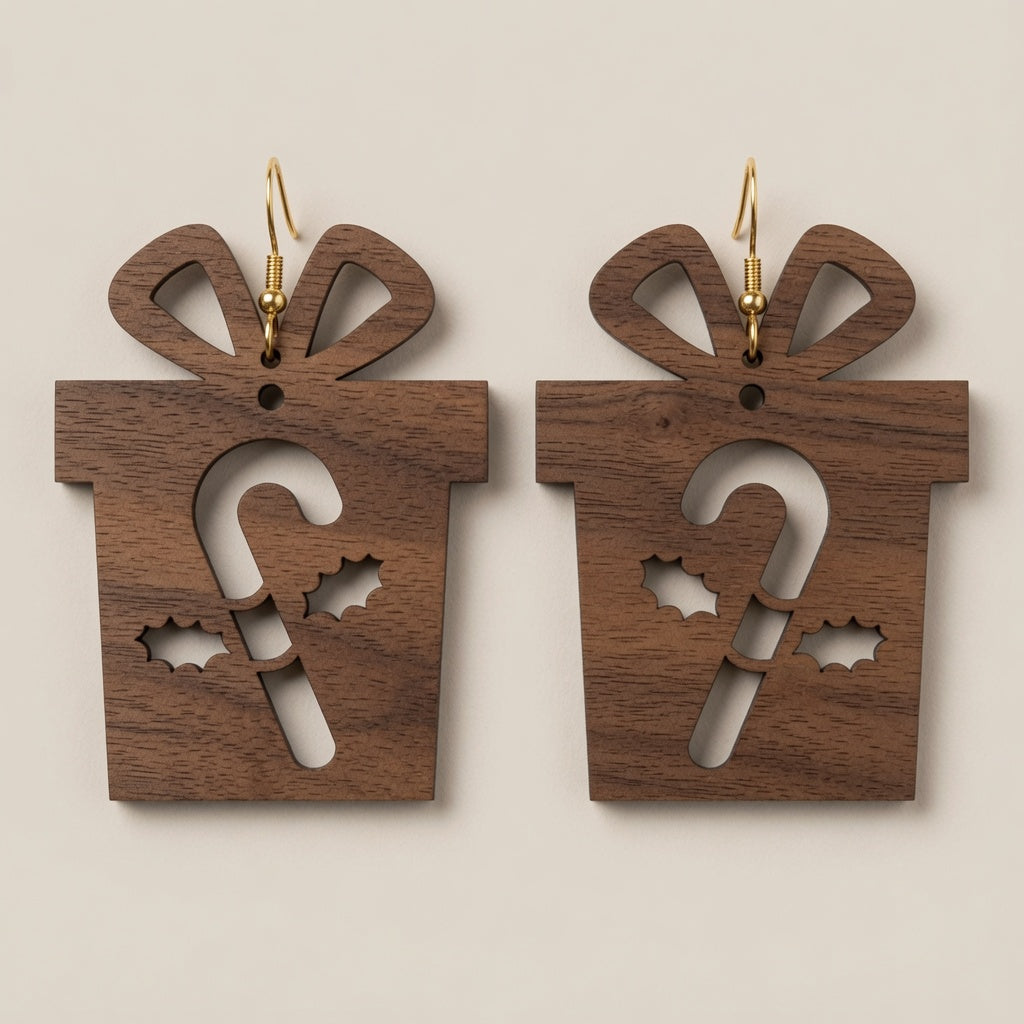 Candy Cane Gift Box Cutout Earrings - Digital File - SVG - Digital