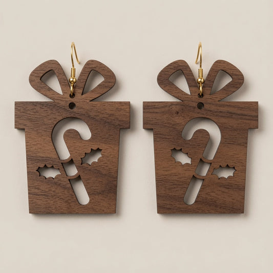 Candy Cane Gift Box Cutout Earrings - Digital File - SVG - Digital