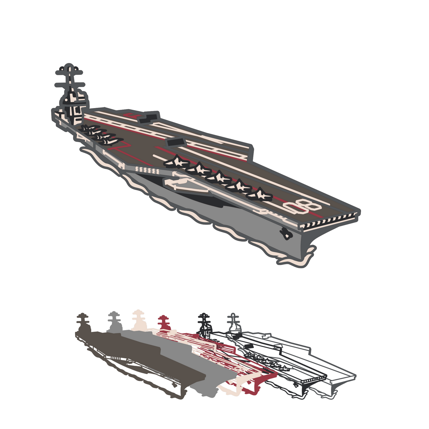 Carrier Ship - Layered Line Design - Digital File Digital My Custom Designs ZIP File