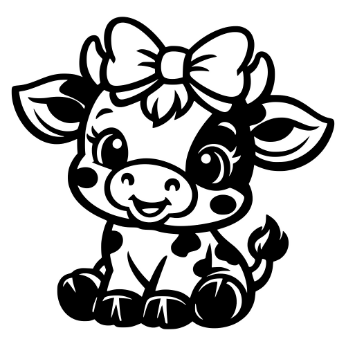 Cartoon Calf with Bow - Vector Graphics - Digital File Digital My Custom Designs PDF