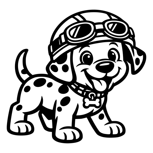Cartoon Dalmatian Wearing Helmet - Vector Graphics - Digital File Digital My Custom Designs PDF