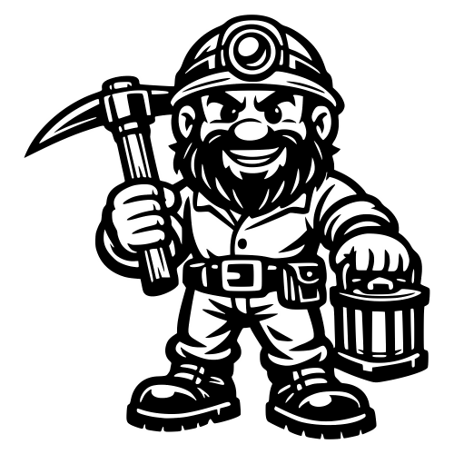 Cartoon Miner with Beard & Helmet - Vector Graphics - Digital File Digital My Custom Designs PDF