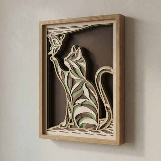 Cat & Butterfly - Layered Line Designs - Pets - Digital File Digital My Custom Designs ZIP File