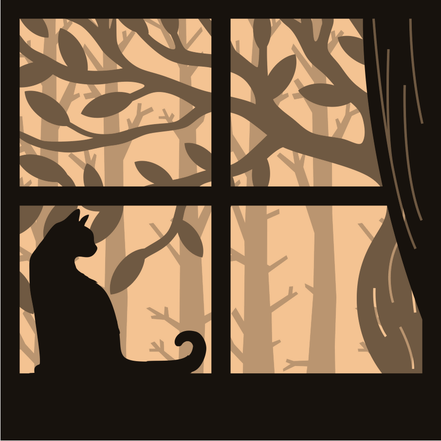 Cat in Window - Animals - Lightbox - Layered - Digital File Digital My Custom Designs SVG